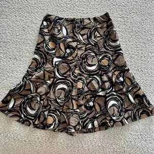 Talbots Gored A-Line Fully Lined Skirt Women’s Size 8P in Blk/Tan/Cream Design